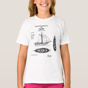 Jacht blauwdruk octrooi ontwerp t-shirt