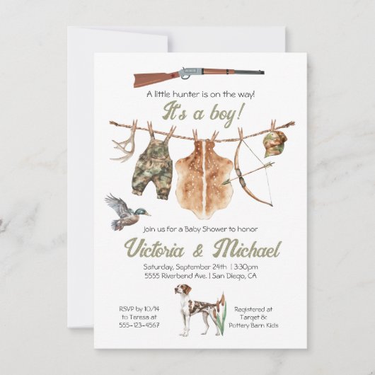 Jacht boog Boy Baby shower waslijn Kaart (Voorkant)