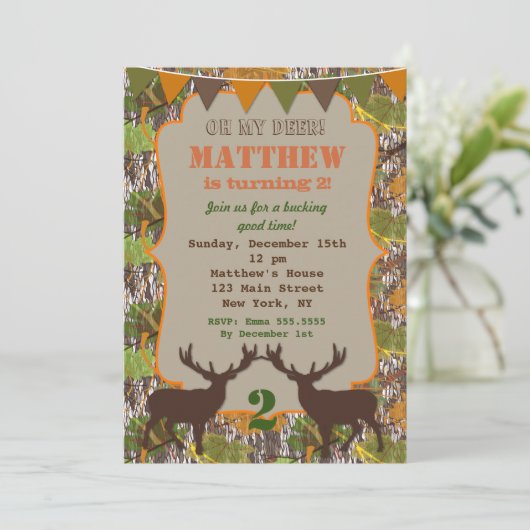 Jacht Camo Verjaardagsfeest Uitnodigingen (Staand voorkant)