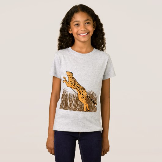 Jacht Cheetah Vrouwen Mannen Tiener Grijs T-shirt (Voorkant volledig)