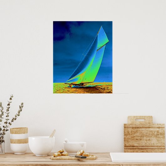 jacht Columbia 1901 gekleurd Poster (Keuken)