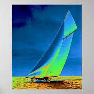 jacht Columbia 1901 gekleurd Poster