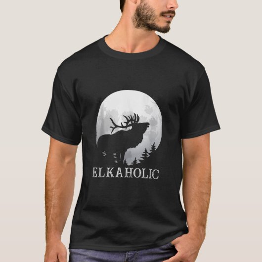 Jacht Elkaholic Jagers Grappige Wildernis Jacht T-shirt (Voorkant)
