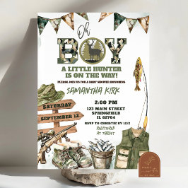 Jacht- en viscamouflage baby shower kaart
