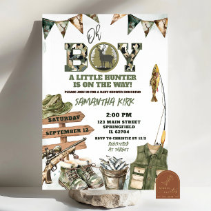 Jacht- en viscamouflage baby shower kaart