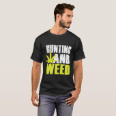 Jacht en weed-Funny Marijuana-Pot Leaf Silhouet T-shirt (Voorkant volledig)