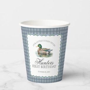 Jacht Gingham Eend Jongens Verjaardag Papieren Bekers