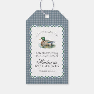 Jacht Gingham Eendenthema Feest Favor voor Jongens Cadeaulabel