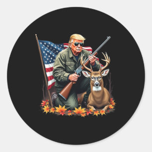 Jacht herten seizoen  Trump USA Vlag Camoufl Ronde Sticker