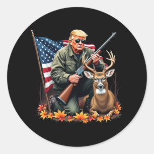 Jacht herten seizoen Trump USA Vlag Camoufl Ronde Sticker