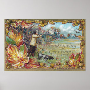 Jacht in de  najaarse Thanksgiving Poster