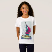 Jacht in Full Sail Meisjes T-shirt (Voorkant volledig)