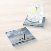 jacht in open Zee Glazen Onderzetter (Schuin)