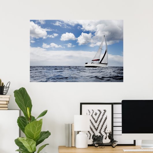 jacht in open Zee Poster (Thuiskantoor)