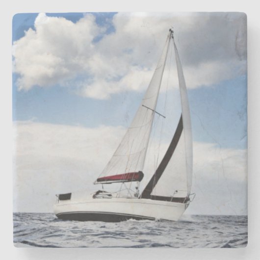 jacht in open Zee Stenen Onderzetter (Voorkant)