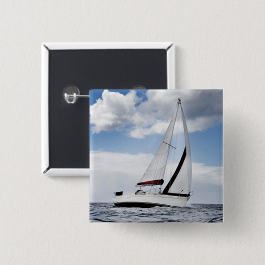jacht in open Zee Vierkante Button 5,1 Cm (Voorkant /achterkant)