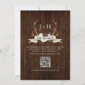 Jacht is Voorbij Gewei Rustieke Houten QR Code Tro Kaart (Achterkant)