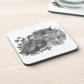 Jacht kwartels met jachthond bier onderzetter (Linkerzijde)