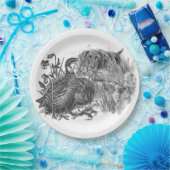 Jacht kwartels met jachthond papieren bordje (Feest)