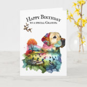 Jacht labrador retriever voor opa kaart (Gele Bloem)