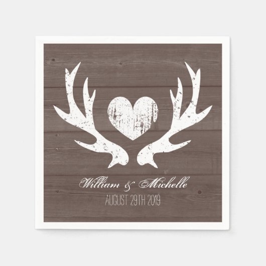 Jacht land chique herten gewei bruiloft servetten (Voorkant)