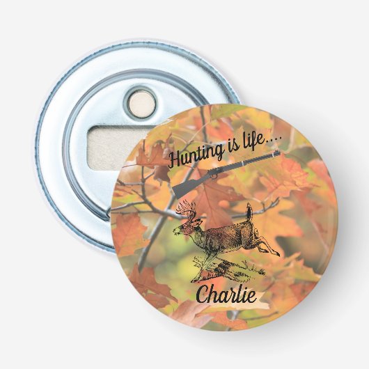 Jacht Leven Geweer Running Whitetail Buck Herten Button Flesopener (Voorkant)