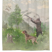 Jacht met de Duitse Wirehaire Pointer Douchegordijn (Voorkant)