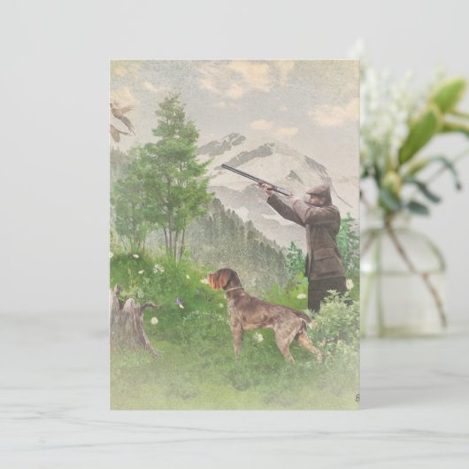 Jacht met de Duitse Wirehaire Pointer Kaart (Staand voorkant)