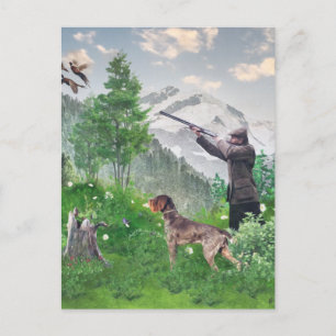Jacht met de Duitse Wirehaire Pointer Tapestry P Briefkaart