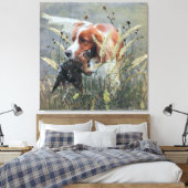 Jacht met Epagneul Breton Canvas Afdruk (Insitu (Slaapkamer))
