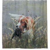 Jacht met Epagneul Breton Douchegordijn (Voorkant)