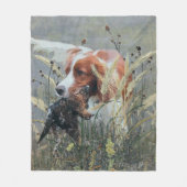 Jacht met Epagneul Breton Fleece Deken (Voorkant)