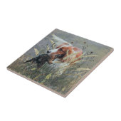 Jacht met Epagneul Breton Tegeltje (Zijkant)