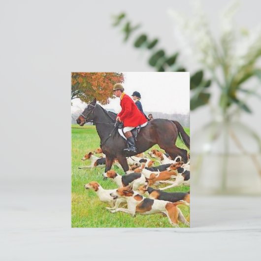 Jacht met honden briefkaart (Staand voorkant)
