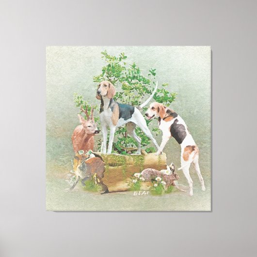 Jacht met honden canvas afdruk (Voorkant)
