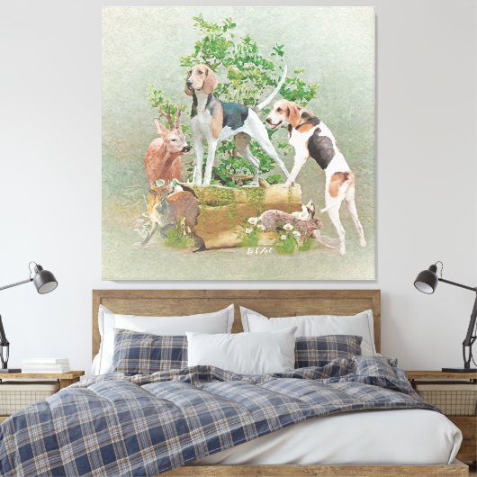 Jacht met honden canvas afdruk (Insitu (Slaapkamer))