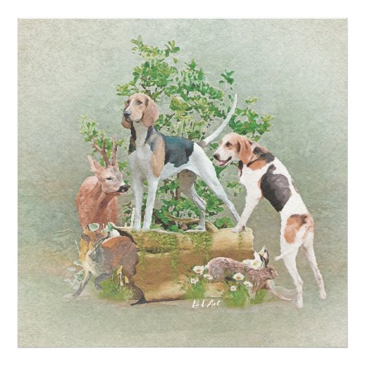 Jacht met honden foto afdruk (Voorkant)