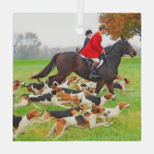 Jacht met honden glas ornament (Achterkant)