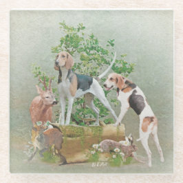 Jacht met honden glazen onderzetter