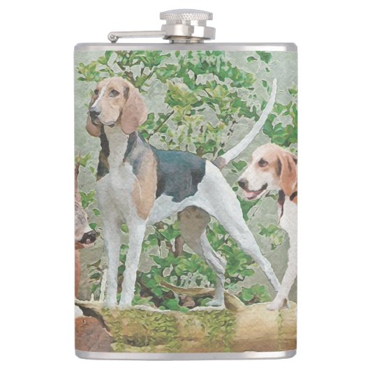 Jacht met honden heupfles (Voorkant)