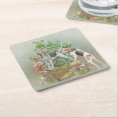 Jacht met honden kartonnen onderzetters (Schuin)