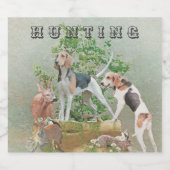 Jacht met honden likeurfles etiket (Enkel label)