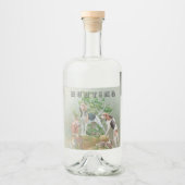 Jacht met honden likeurfles etiket (Voorkant)