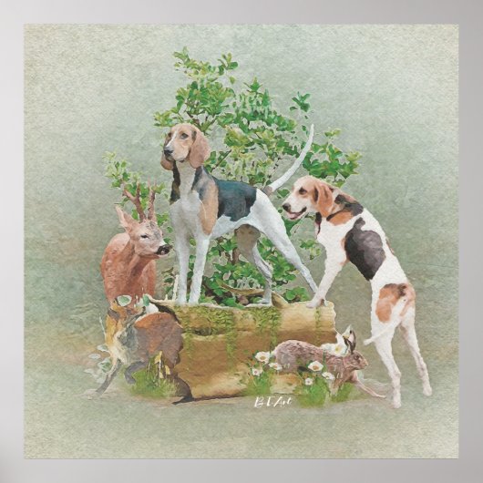 Jacht met honden poster (Voorkant)