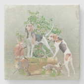 Jacht met honden stenen onderzetter (Voorkant)