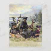 Jacht met Jagdterriers , Kunst Briefkaart (Voorkant)