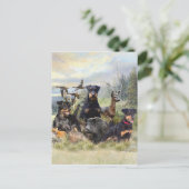 Jacht met Jagdterriers , Kunst Feestdagenkaart (Staand voorkant)