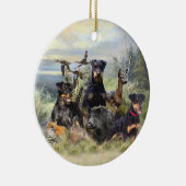 Jacht met Jagdterriers , Kunst Keramisch Ornament (Rechts)