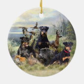 Jacht met Jagdterriers , Kunst Keramisch Ornament (Achterkant)