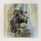 Jacht met Jagdterriers , Kunst Legpuzzel (Horizontaal)